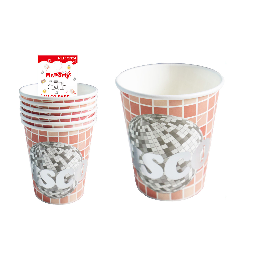 Vasos de papel disco rojo 6pcs