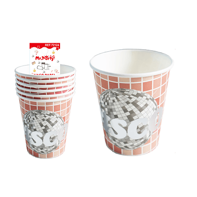 Vasos de papel disco rojo 6pcs