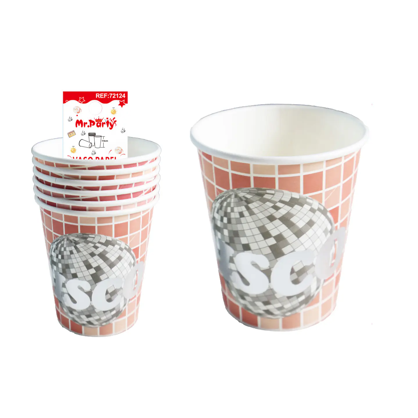 Vasos de papel disco rojo 6pcs 1