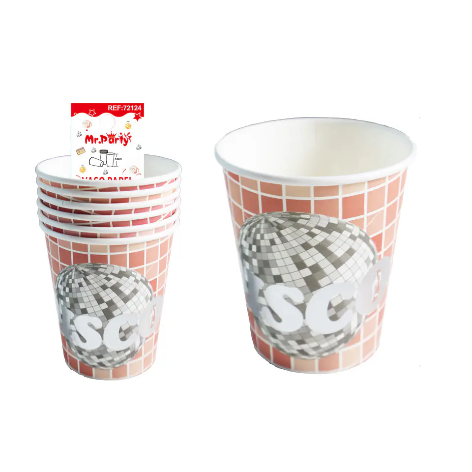 Vasos de papel disco rojo 6pcs 1