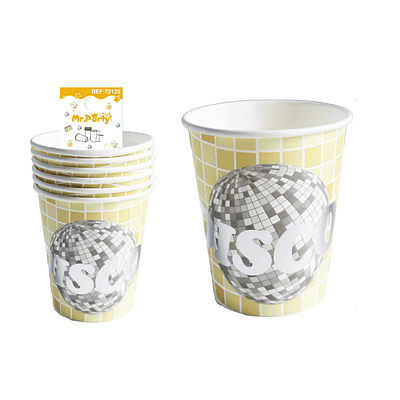 Vasos de papel disco dorado 6pcs