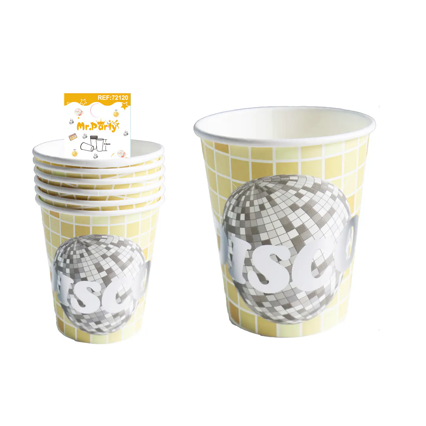Vasos de papel disco dorado 6pcs 1
