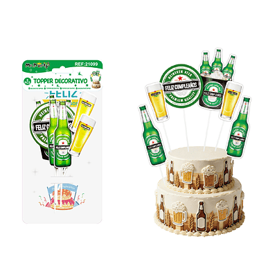Topper para pastel decorativo cerveza 6pcs