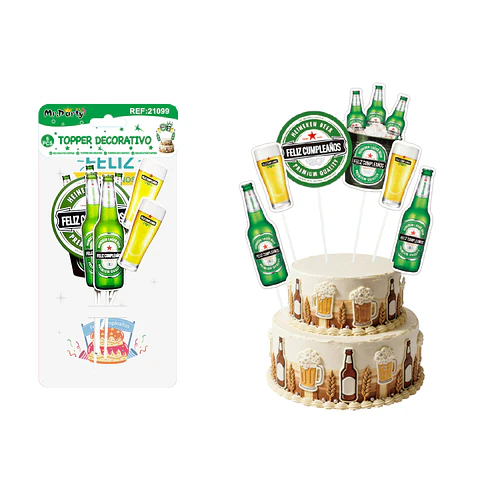 Topper para pastel decorativo cerveza 6pcs