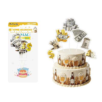 Topper para pastel decorativo dólares 7pcs