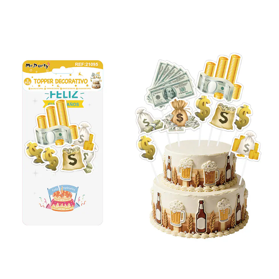 Topper para pastel decorativo dólares 9pcs 1