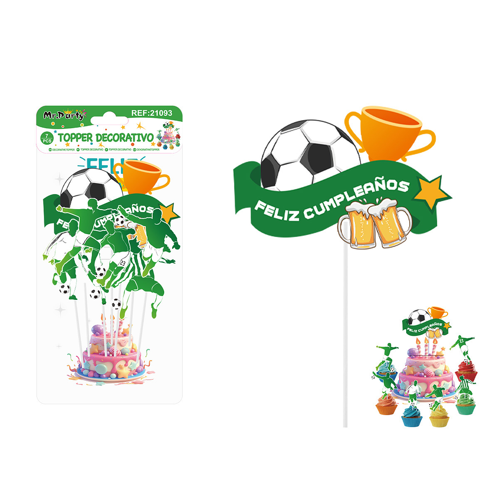 Topper para pastel de fútbol 7pcs