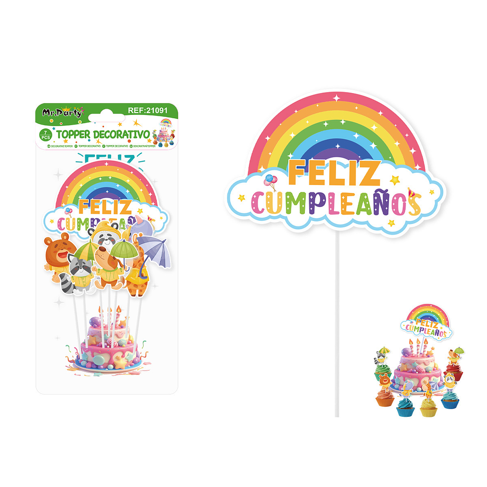 Topper para pastel de animales 7pcs