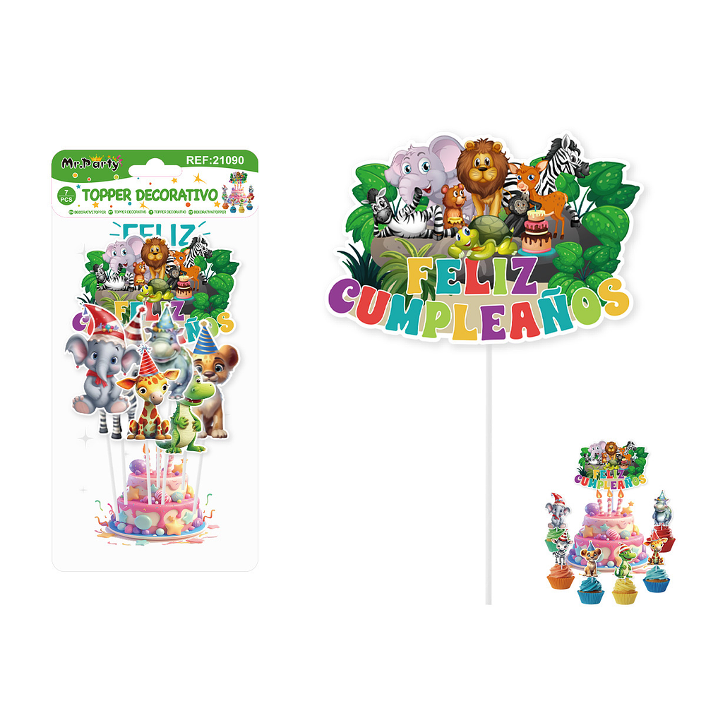 Topper para pastel de animales 7pcs