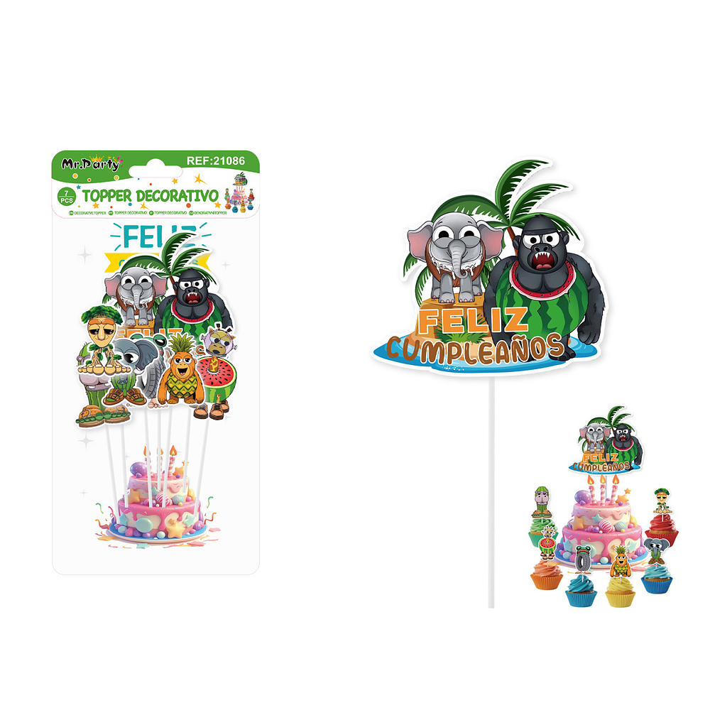 Topper para pastel de Brainrot 7pcs