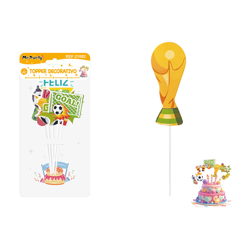 Topper para pastel de fútbol 7pcs
