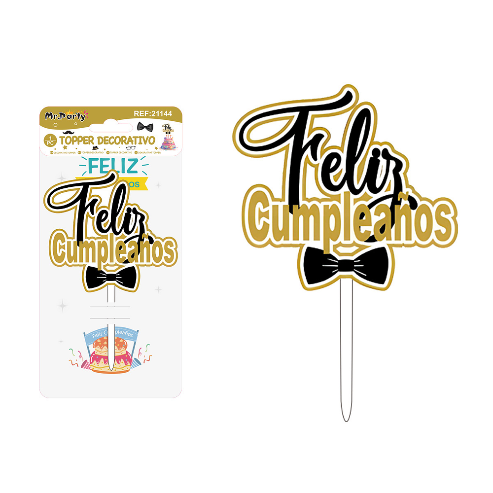 Topper acrílico para pastel feliz cumpleaños 1pc