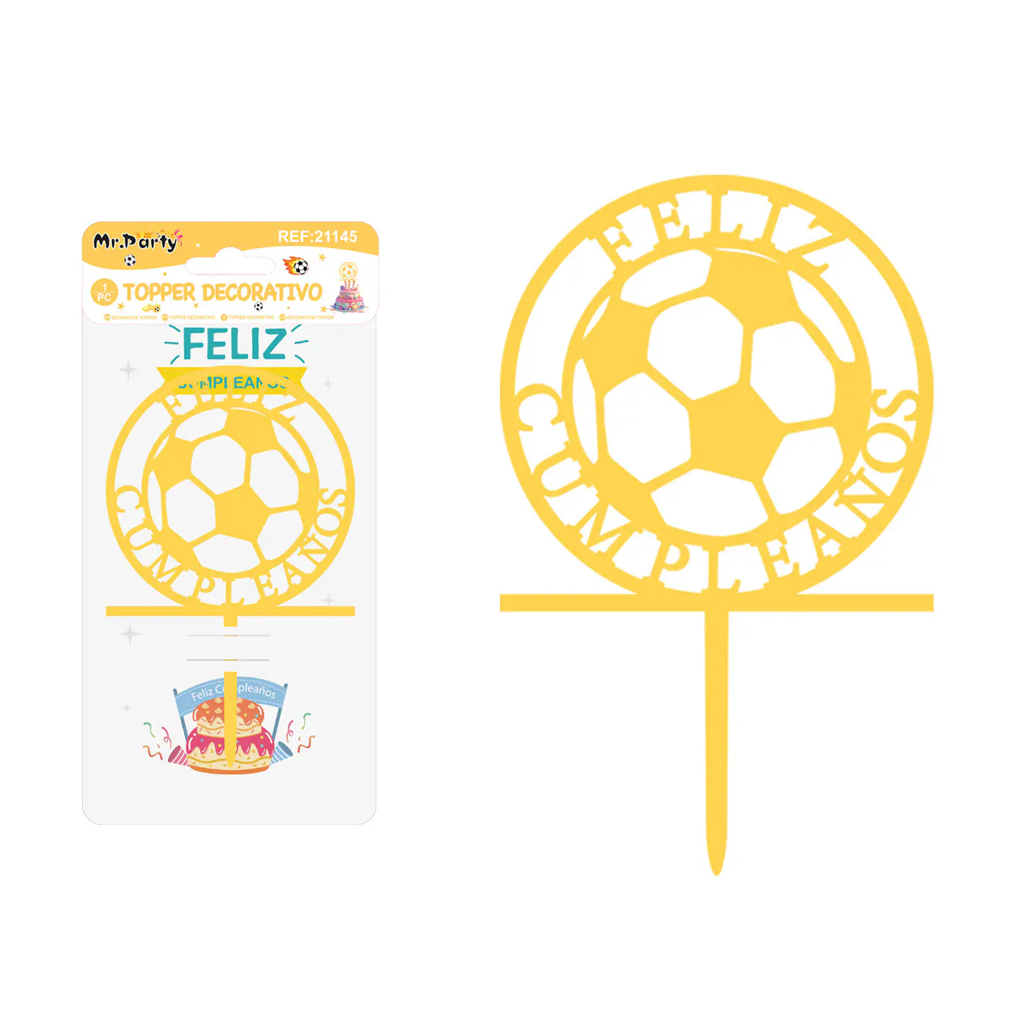 Topper acrílico para pastel de fútbol 1pc 1