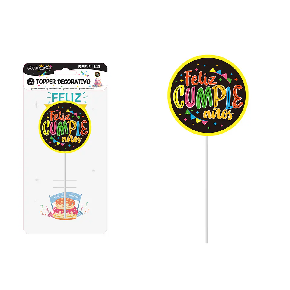 Topper para pastel feliz cumpleaños con estrella 5pcs 1