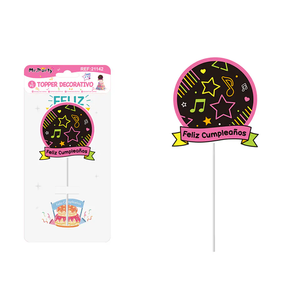 Topper para pastel feliz cumpleaños con signos de música 5pcs 1