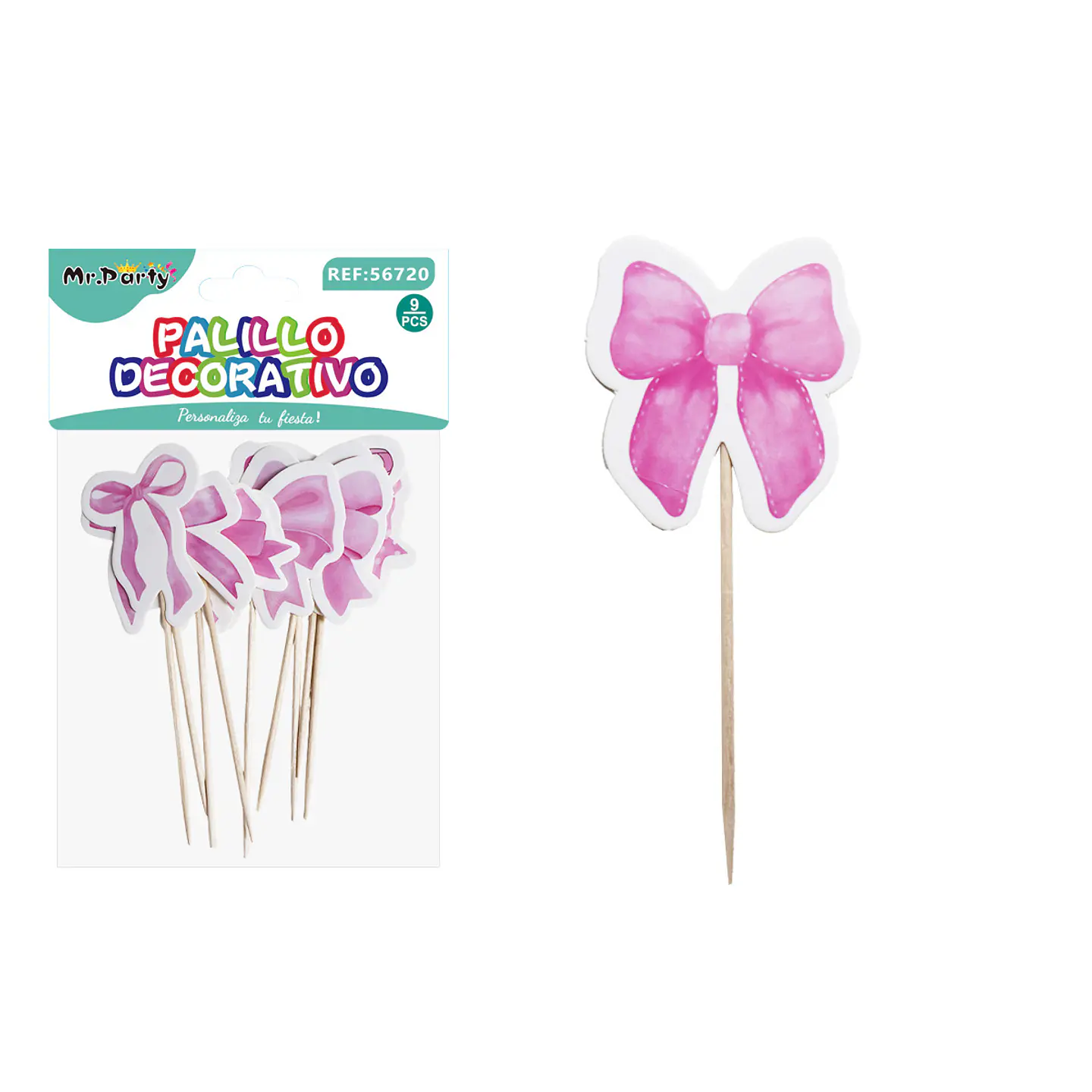 Toppers decorativos para pastel con lazo 13cm 9pcs 1