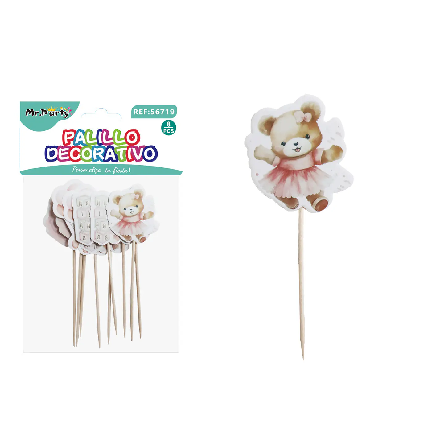 Toppers decorativos para pastel de oso bebé 13cm 8pcs 1