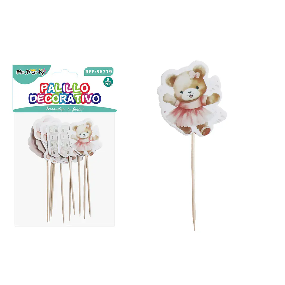 Toppers decorativos para pastel de oso bebé 13cm 8pcs 1
