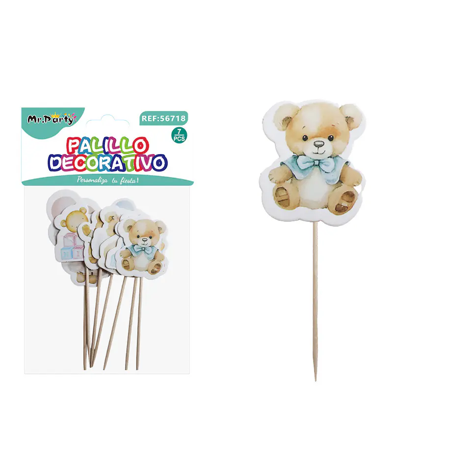 Toppers decorativos para pastel de oso bebé 13cm 7pcs 1