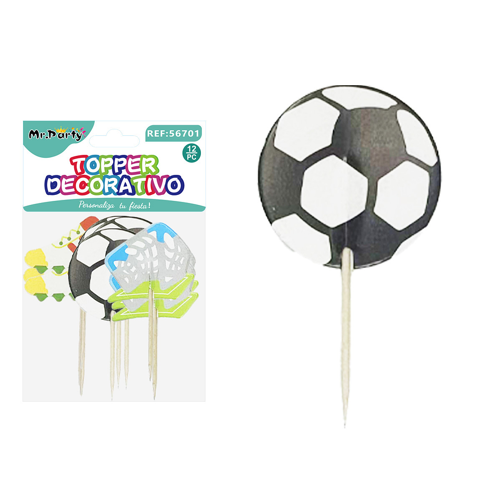 Topper de fútbol decorativos para pastel 12pcs