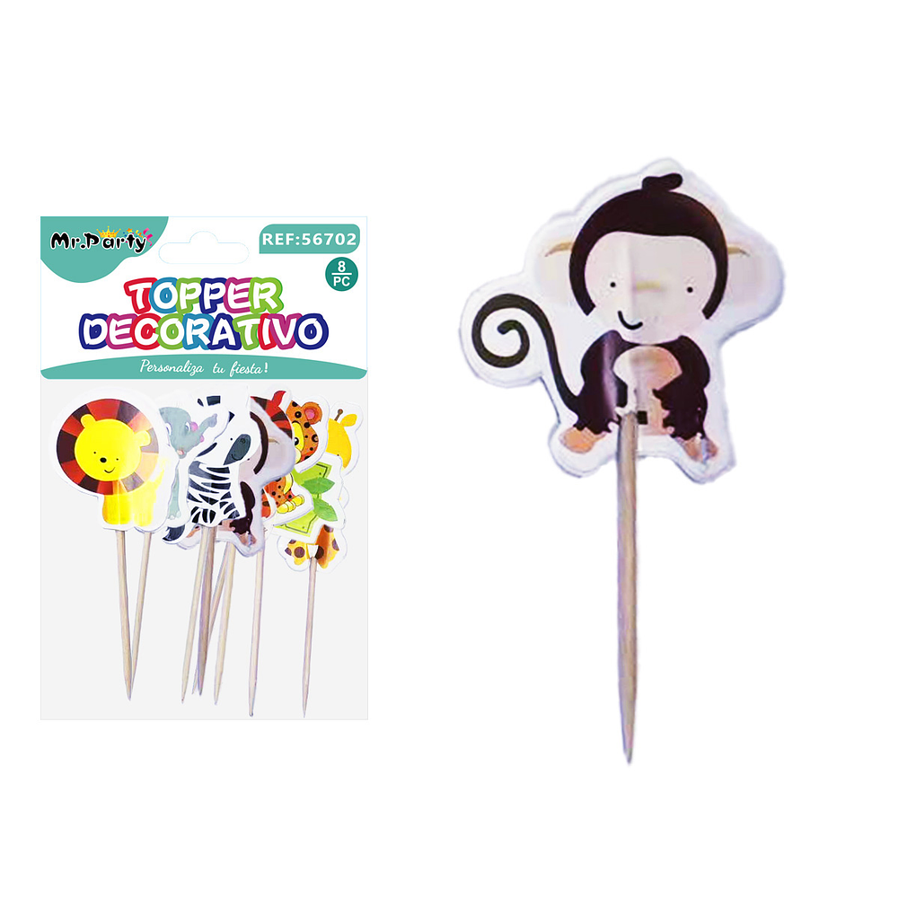 Topper de animales decorativos para pastel 8pcs