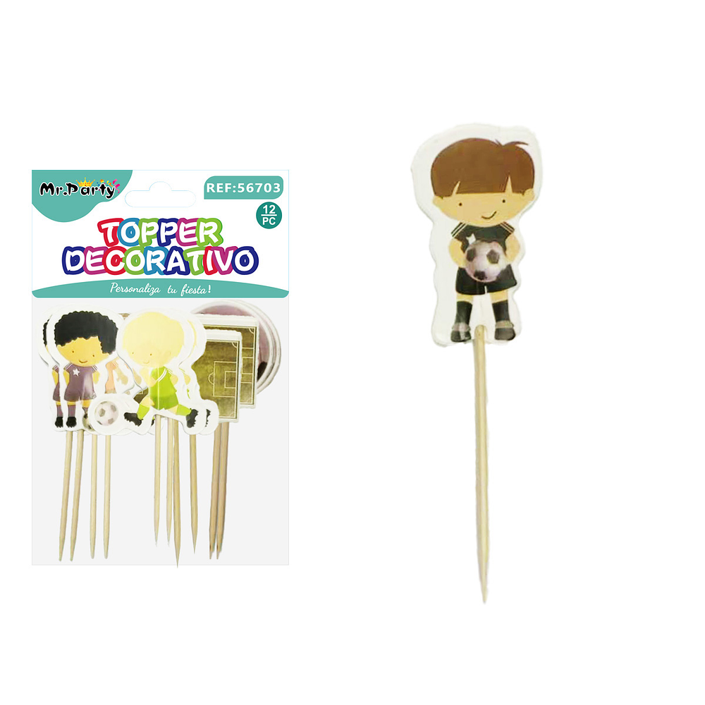 Topper de fútbol decorativos para pastel 12pcs