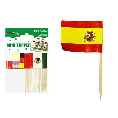 Topper de banderas para pastel 6.5cm 24pcs
