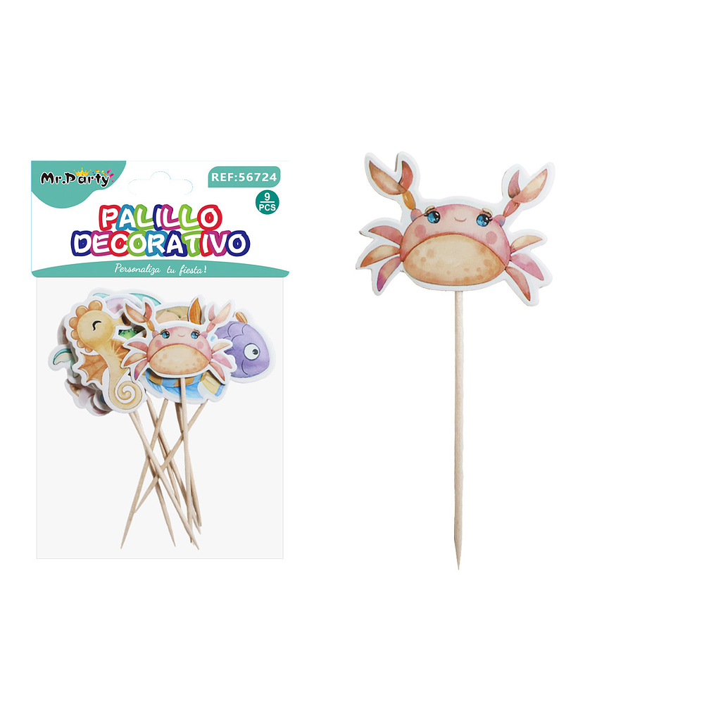 Toppers decorativos para pastel de animales marinos 13cm 9pcs