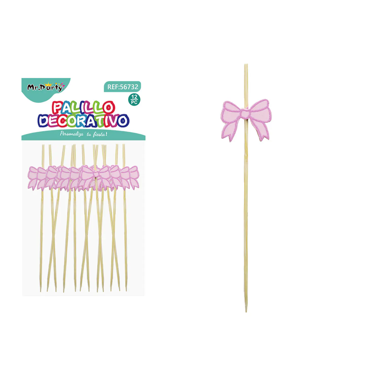 Topper para pastel diseño lazo 12cm 12pcs 1