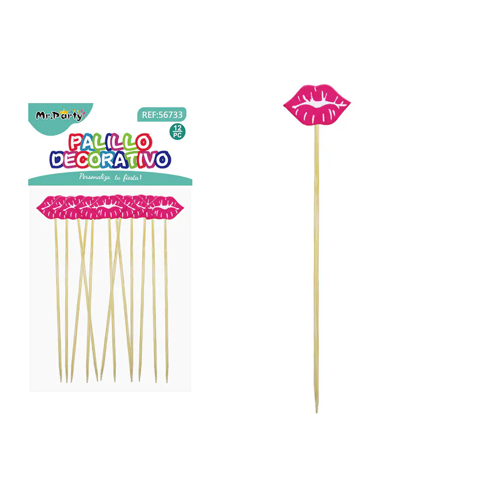Topper para pastel diseño labios 13cm 12pcs 1