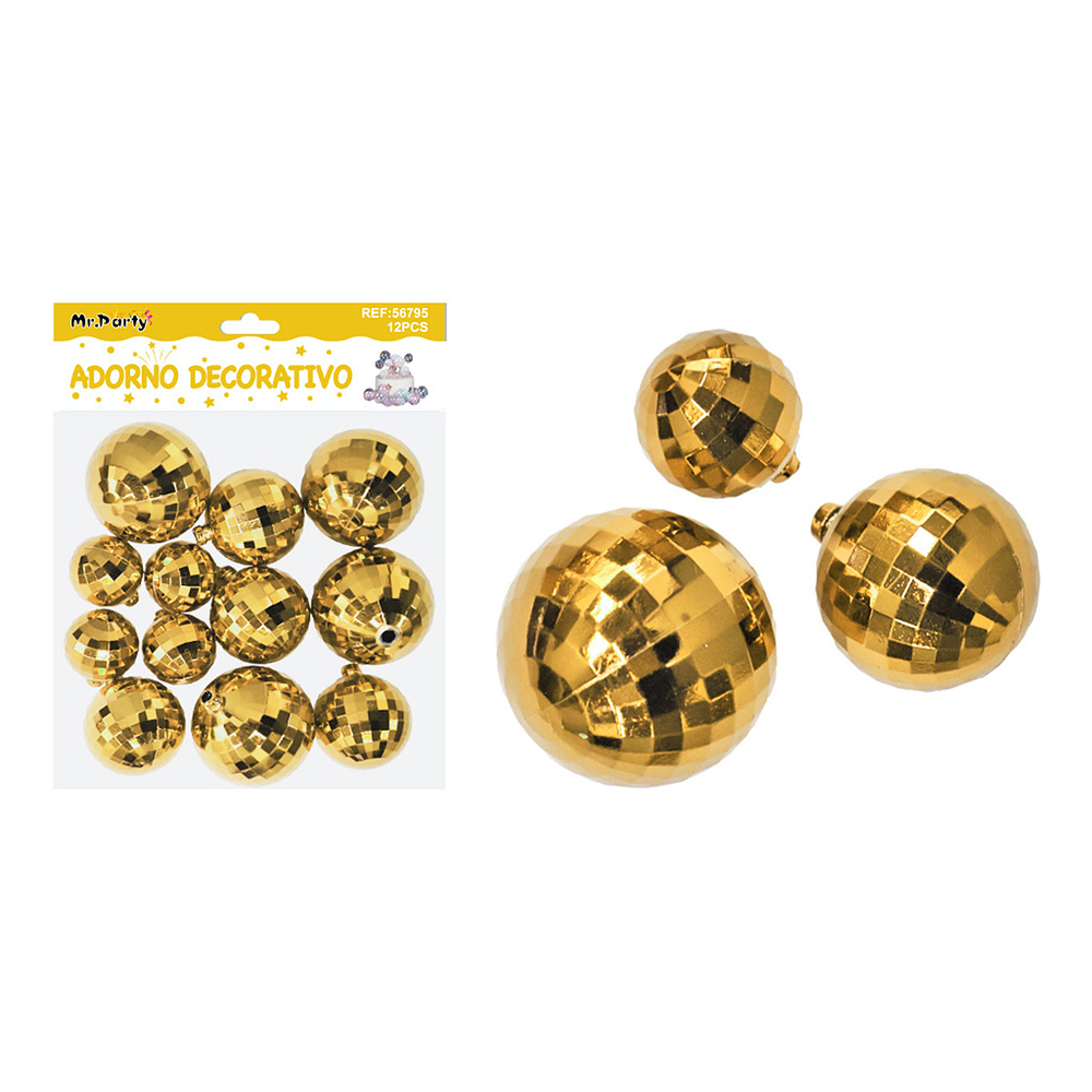 Esferas disco decorativas dorada 12pcs
