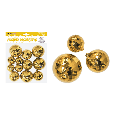 Esferas disco decorativas dorada 12pcs