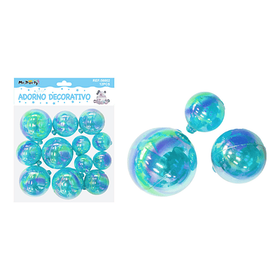 Esferas decorativas tornasol azules 12pcs