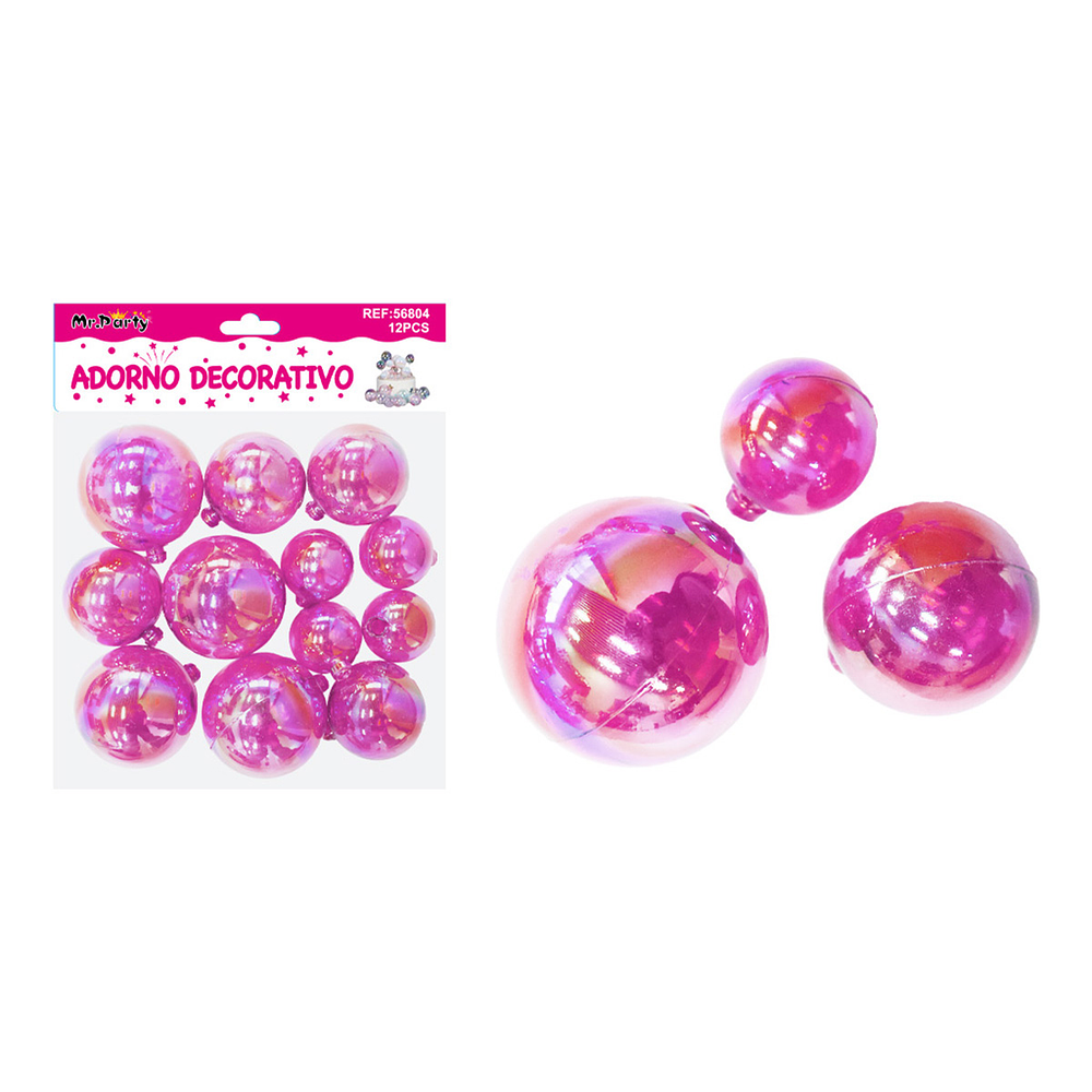 Esferas decorativas tornasol fucsia 12pcs