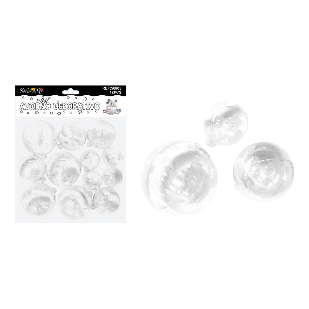 Esferas decorativas tornasol blancas 12pcs