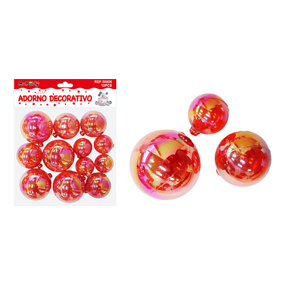 Esferas decorativas tornasol rojas 12pcs