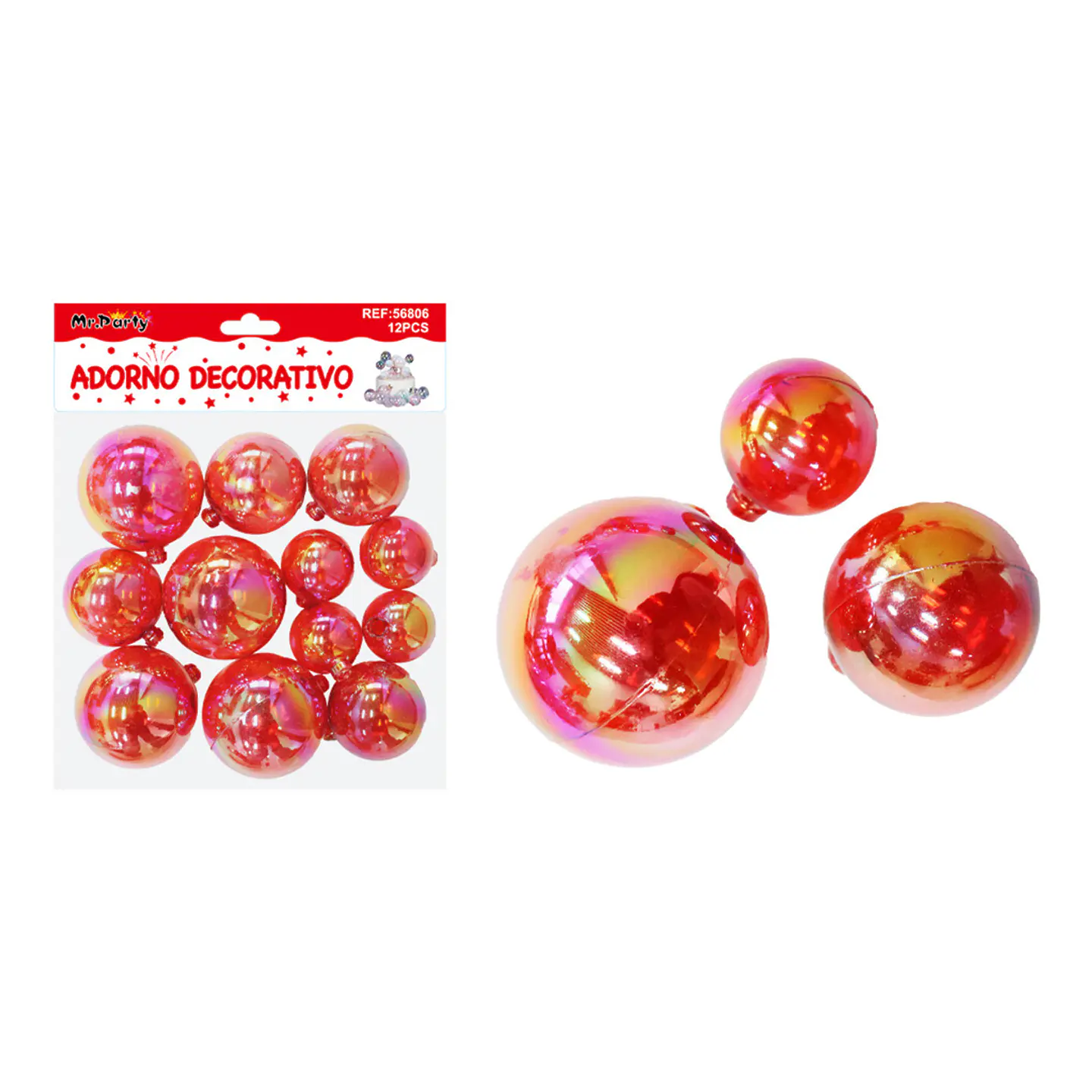 Esferas decorativas tornasol rojas 12pcs 1