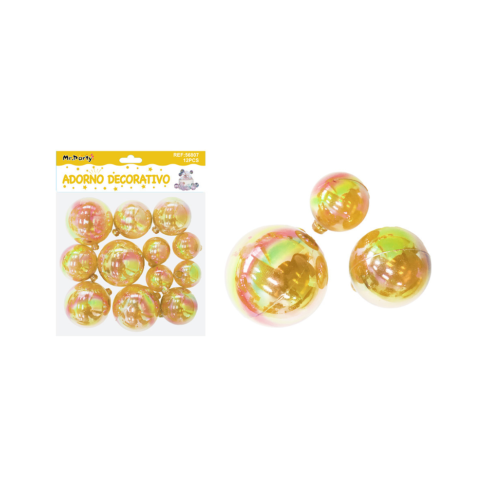 Esferas decorativas tornasol dorado 12pcs