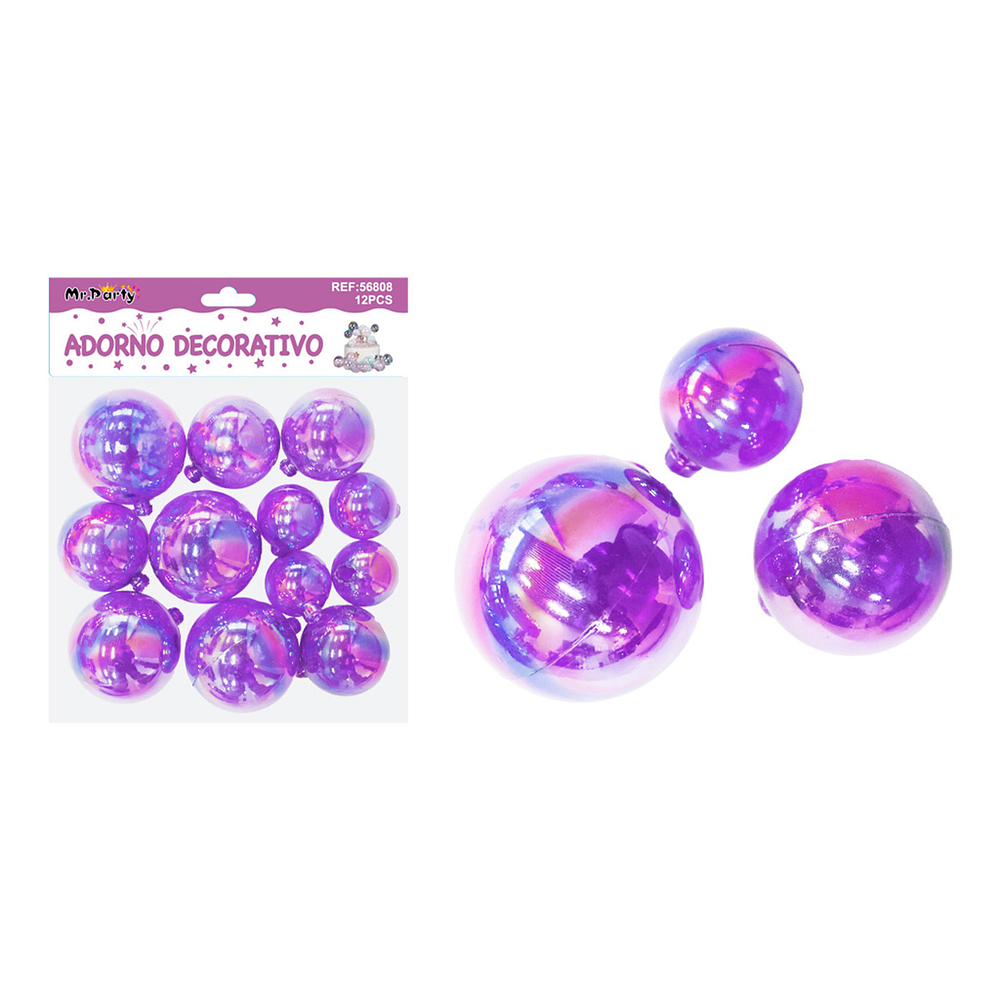 Esferas decorativas tornasol morada 12pcs