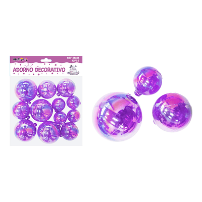 Esferas decorativas tornasol morada 12pcs