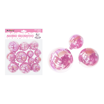 Esferas decorativas tornasol rosada 12pcs