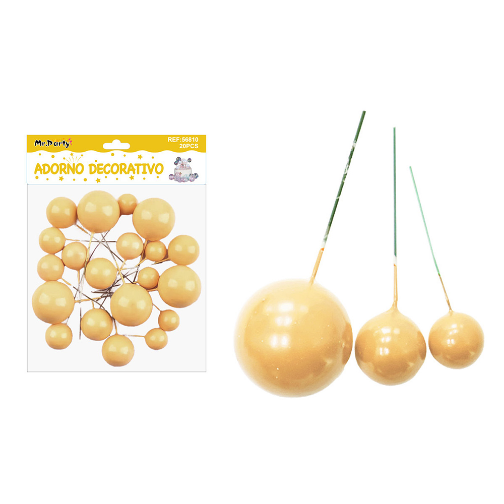 Esferas decorativas para pastel doradas 20pcs