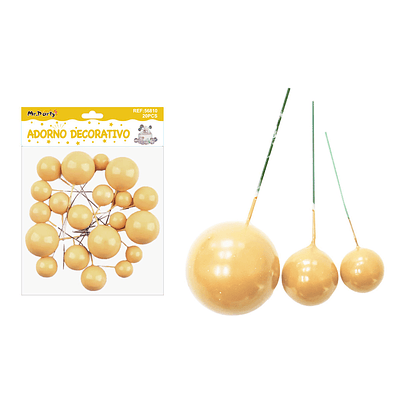 Esferas decorativas para pastel doradas 20pcs