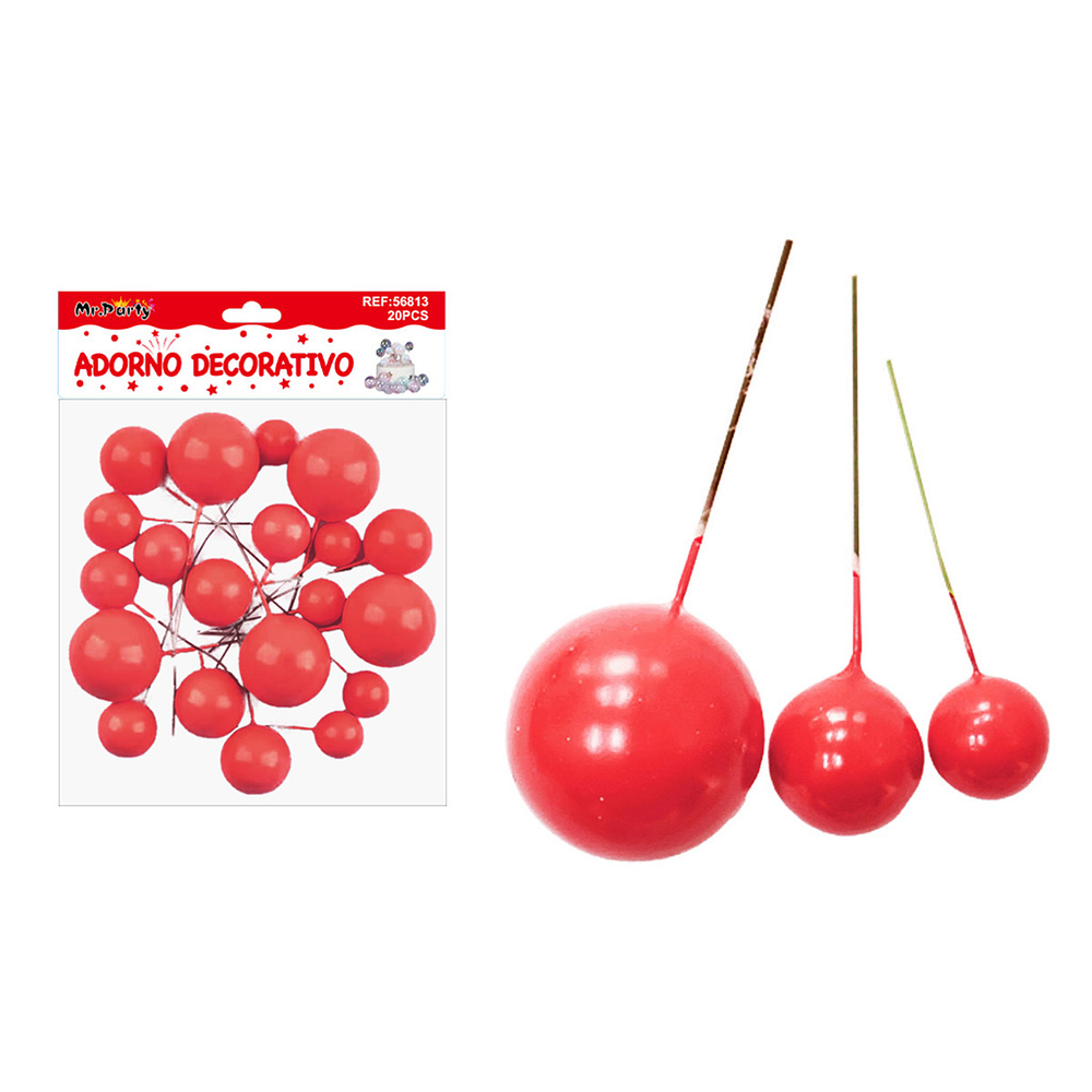 Esferas decorativas para pastel rojas 20pcs