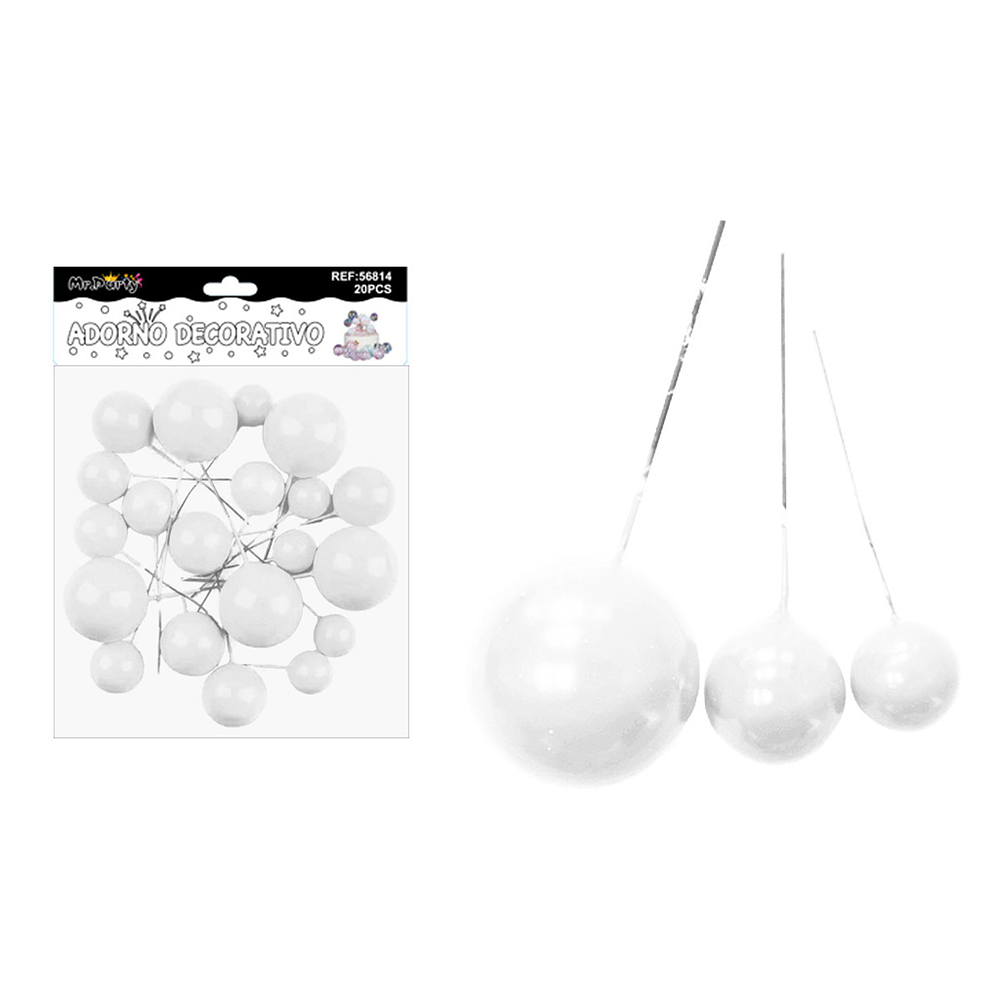 Esferas decorativas para pastel blancas 20pcs