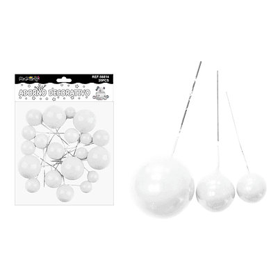 Esferas decorativas para pastel blancas 20pcs