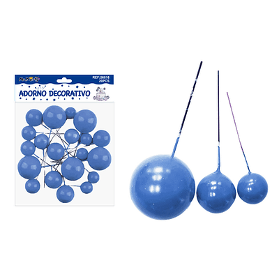 Esferas decorativas para pastel azules 20pcs