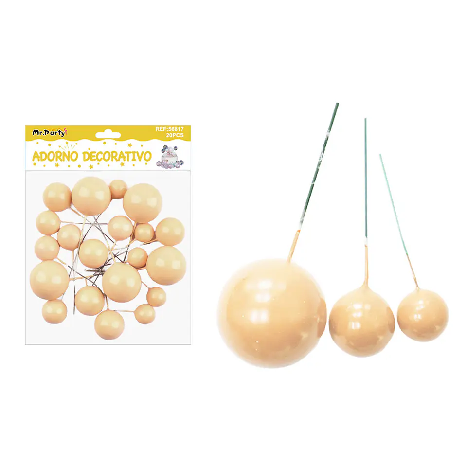 Esferas decorativas para pastel amarillas 20pcs 1