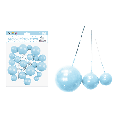 Esferas decorativas para pastel celestes 20pcs