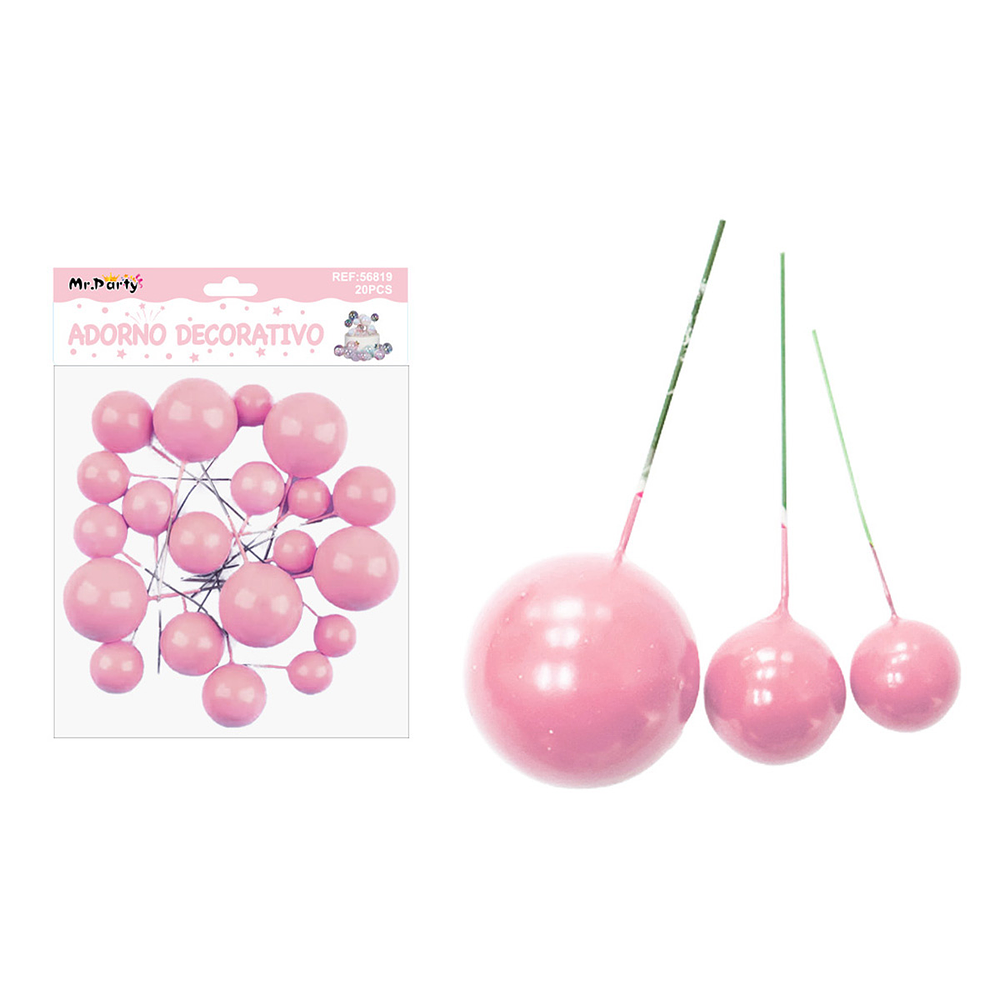 Esferas decorativas para pastel rosadas 20pcs